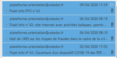 Les emails sont maintenant de couleur bleu, appuyez sur SUPP pour les retirer. 